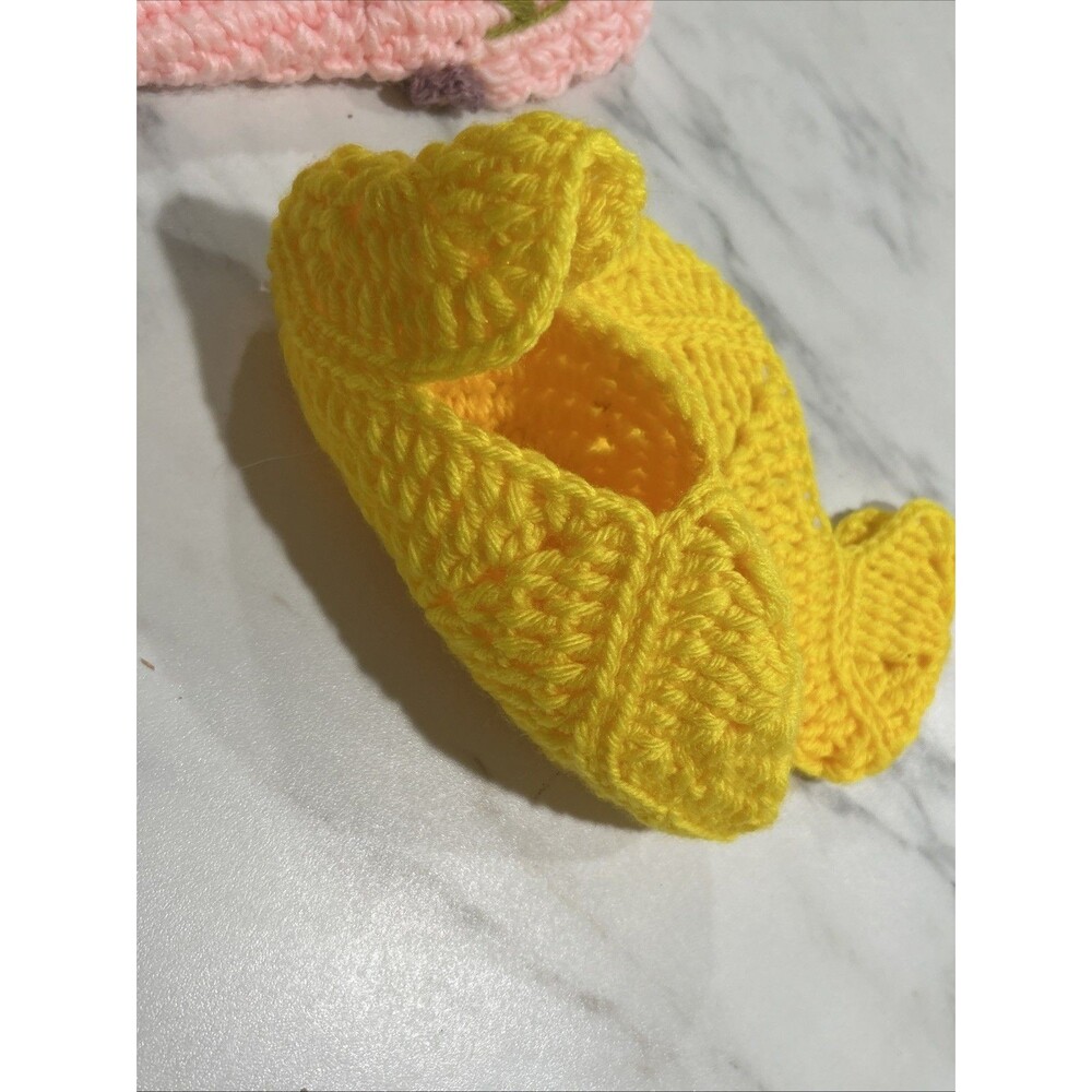 New Vintage Lillian Vernon Crochet Slippers OS Pink 9” Long Granny Core Cottage - Picture 8 of 9